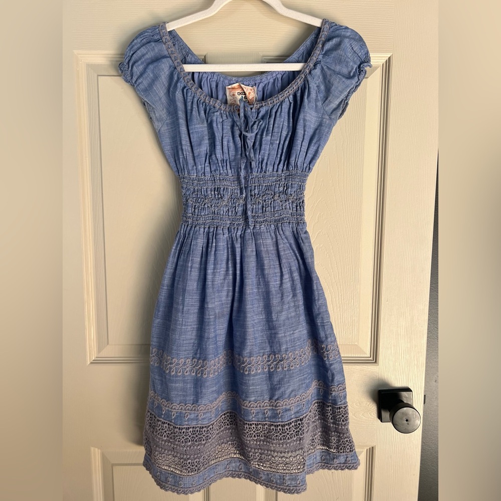 💰⬇️ CLOSET CLEAROUT Chelsea & Violet | Blue Boho Peasant Dress | Small